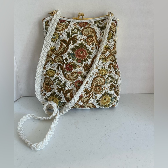 Walborg Vintage Beaded Tapestry Kiss-Lock Shoulder/Crossbody + Coin Purse - Picture 2 of 14